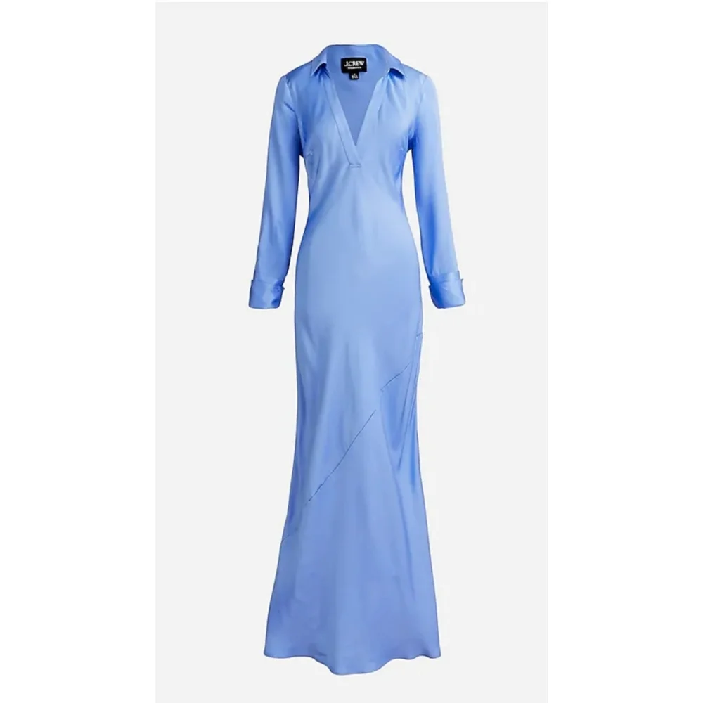 58. J.Crew Limited-edition maxi collared slip dress in shiny crepe - Picture 1 of 13